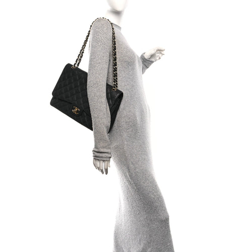 Caviar Quilted Maxi Double Flap Black