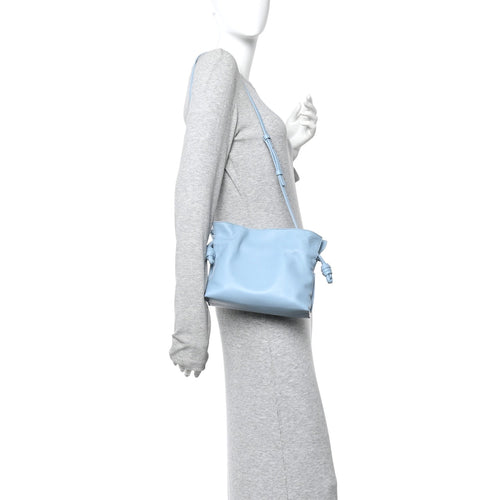 Calfskin Mini Flamenco Knot Clutch Dusty Blue