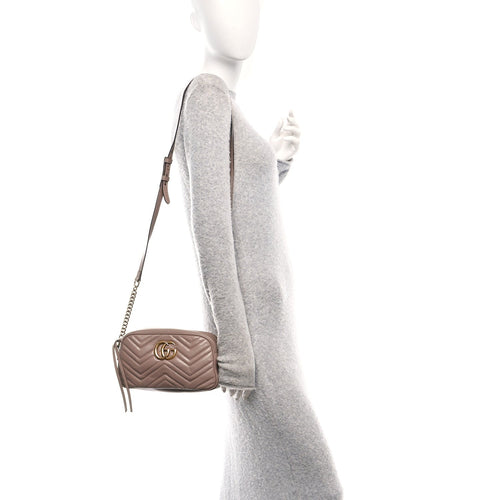 Calfskin Matelasse Small GG Marmont Chain Shoulder Bag Porcelain Rose