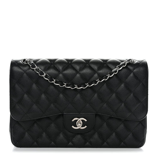 Caviar Quilted Jumbo Double Flap Black