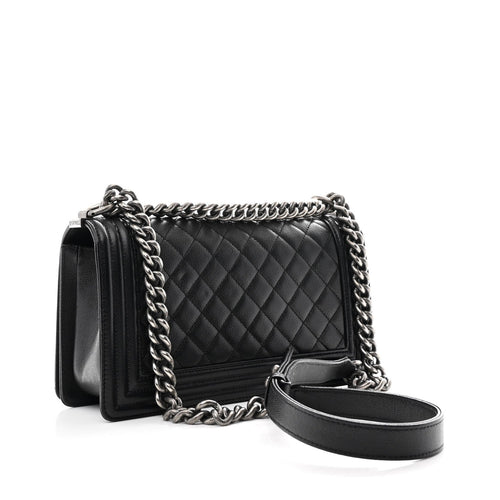 Caviar Quilted Medium Boy Flap Black