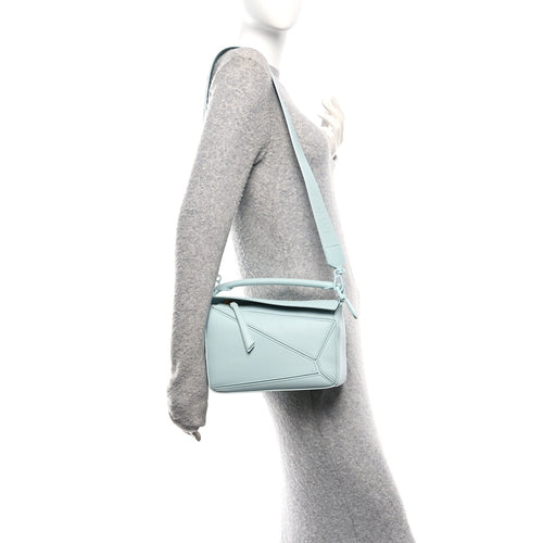 Calfskin Small Puzzle Bag Aquamarine
