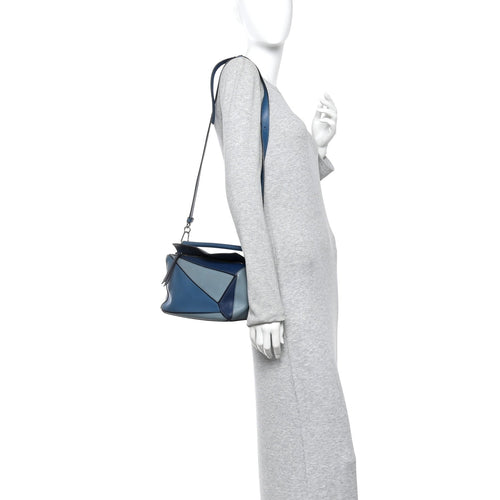 Calfskin Medium Puzzle Bag Marine Stone Steel Blue
