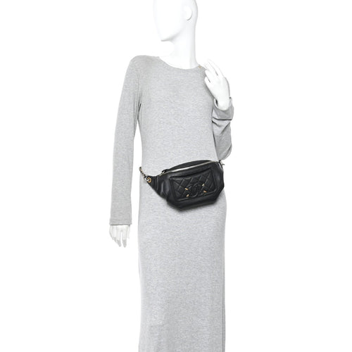 Caviar Quilted Filigree Waist Bag Black