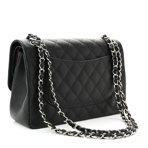 Caviar Quilted Jumbo Double Flap Black