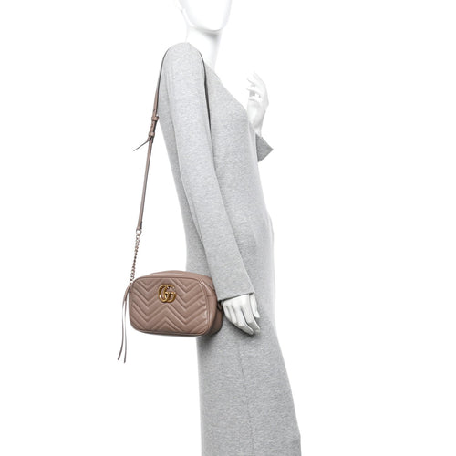 Calfskin Matelasse Small GG Marmont Chain Shoulder Bag Porcelain Rose