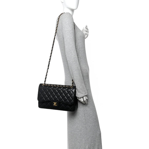 Caviar Quilted Jumbo Double Flap Black