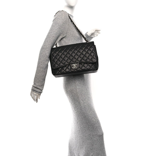 Caviar Quilted Maxi Double Flap Black