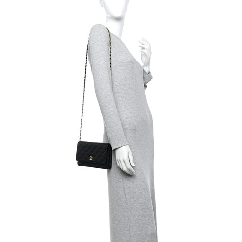 Caviar Quilted CC Turnlock Wallet On Chain WOC Black