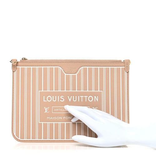 Calfskin Neverfull Inside Out MM Pochette Dune Hazelnut