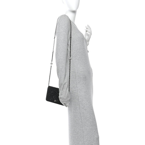 Caviar Camellia Embossed Wallet On Chain WOC Black