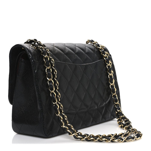 Caviar Quilted Jumbo Double Flap Black