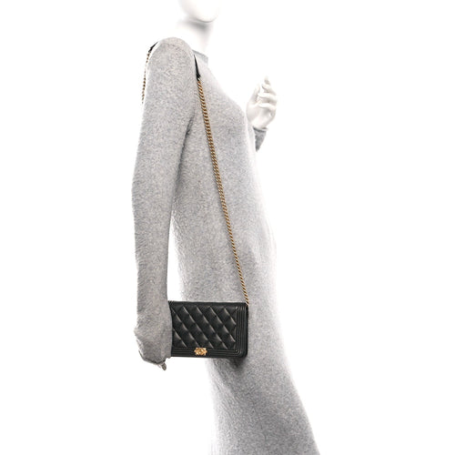 Caviar Quilted Boy Wallet On Chain WOC Black