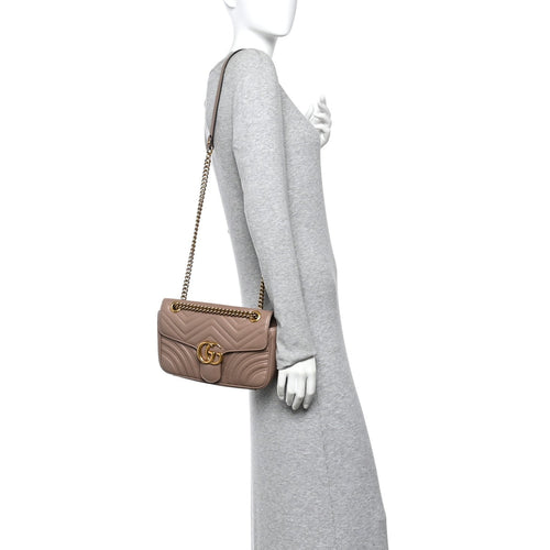 Calfskin Matelasse Small GG Marmont Shoulder Bag Porcelain Rose
