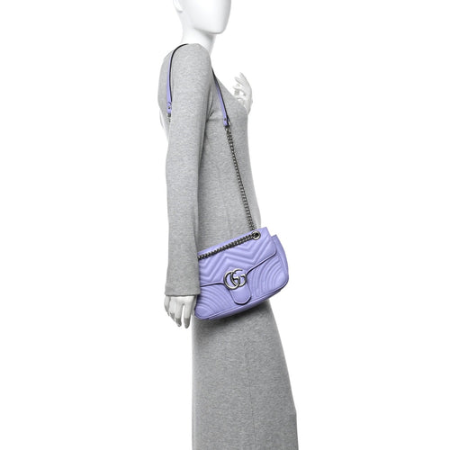 Calfskin Matelasse Small GG Marmont Shoulder Bag Lapis