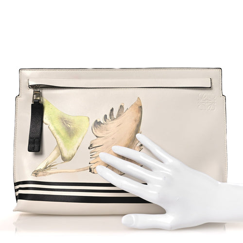 Calfskin Mushroom T Pouch Bag White