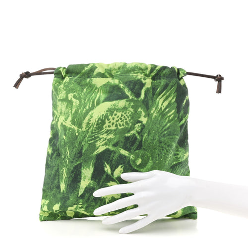 Canvas Paula's Ibiza Parrot Print Small Drawstring Pouch Green