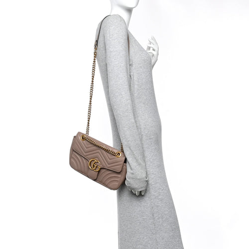 Calfskin Matelasse Small GG Marmont Shoulder Bag Porcelain Rose