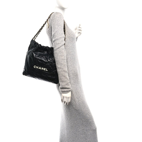 Calfskin Quilted Small Chanel 22 Black