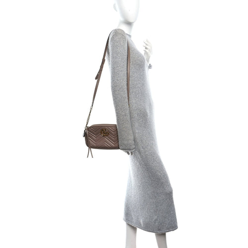 Calfskin Matelasse Small GG Marmont Chain Shoulder Bag Porcelain Rose