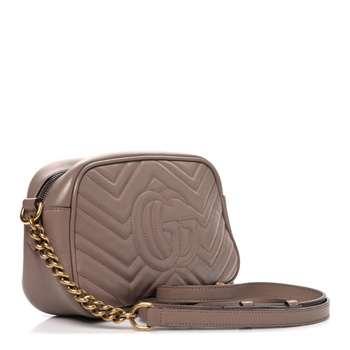 Calfskin Matelasse Small GG Marmont Chain Shoulder Bag Porcelain Rose