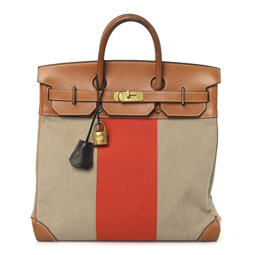 Toile Natural Barenia Flag HAC Birkin 40 Fauve Paprika