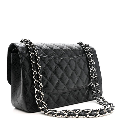 Caviar Quilted Jumbo Double Flap Black