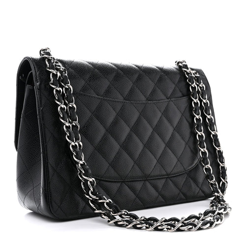 Caviar Quilted Jumbo Double Flap Black