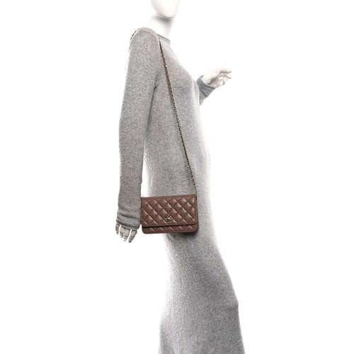 Caviar Quilted CC Turnlock Wallet On Chain WOC Brown