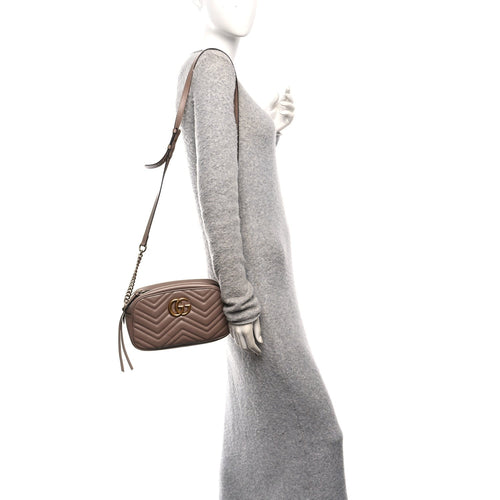 Calfskin Matelasse Small GG Marmont Chain Shoulder Bag Porcelain Rose