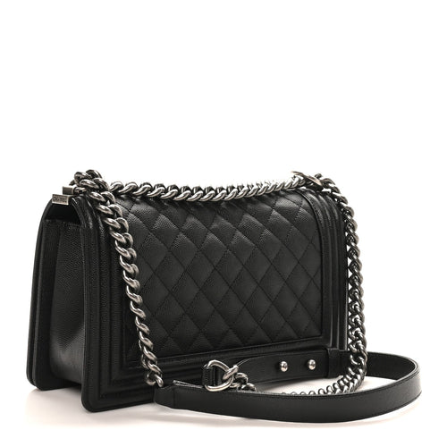 Caviar Quilted Medium Boy Flap Black