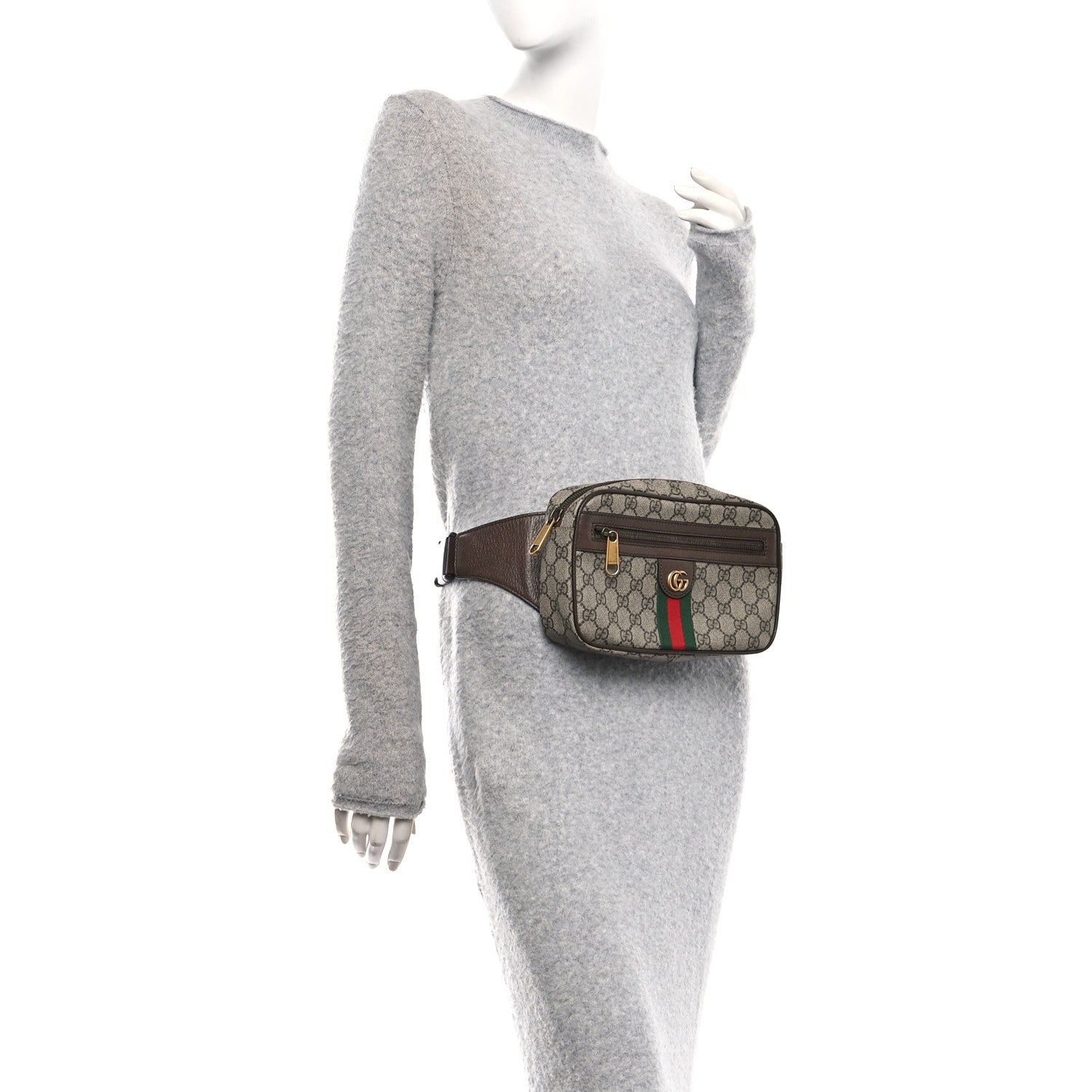 Soft GG Supreme Monogram Medium Ophidia Belt Bag Dark Brown