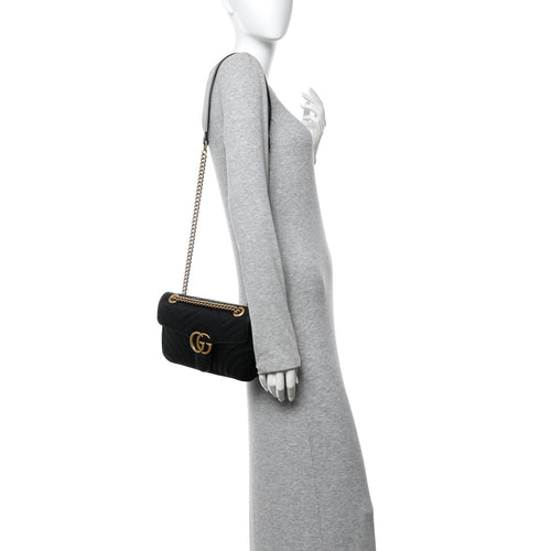 Calfskin Matelasse Small GG Marmont Shoulder Bag Black