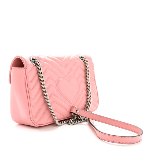 Calfskin Matelasse Small GG Marmont Shoulder Bag Wild Rose