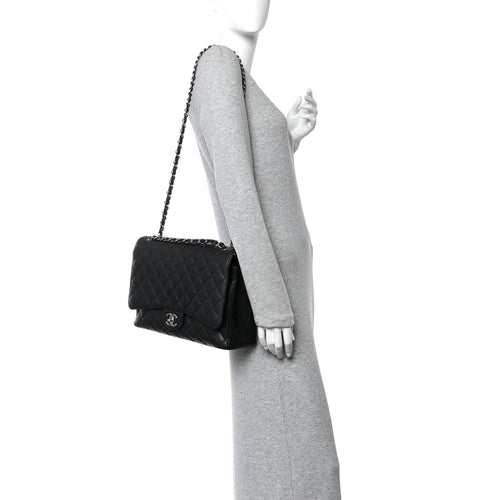 Caviar Quilted Maxi Double Flap Black