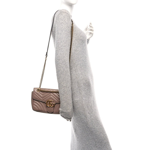 Calfskin Matelasse Small GG Marmont Shoulder Bag Porcelain Rose